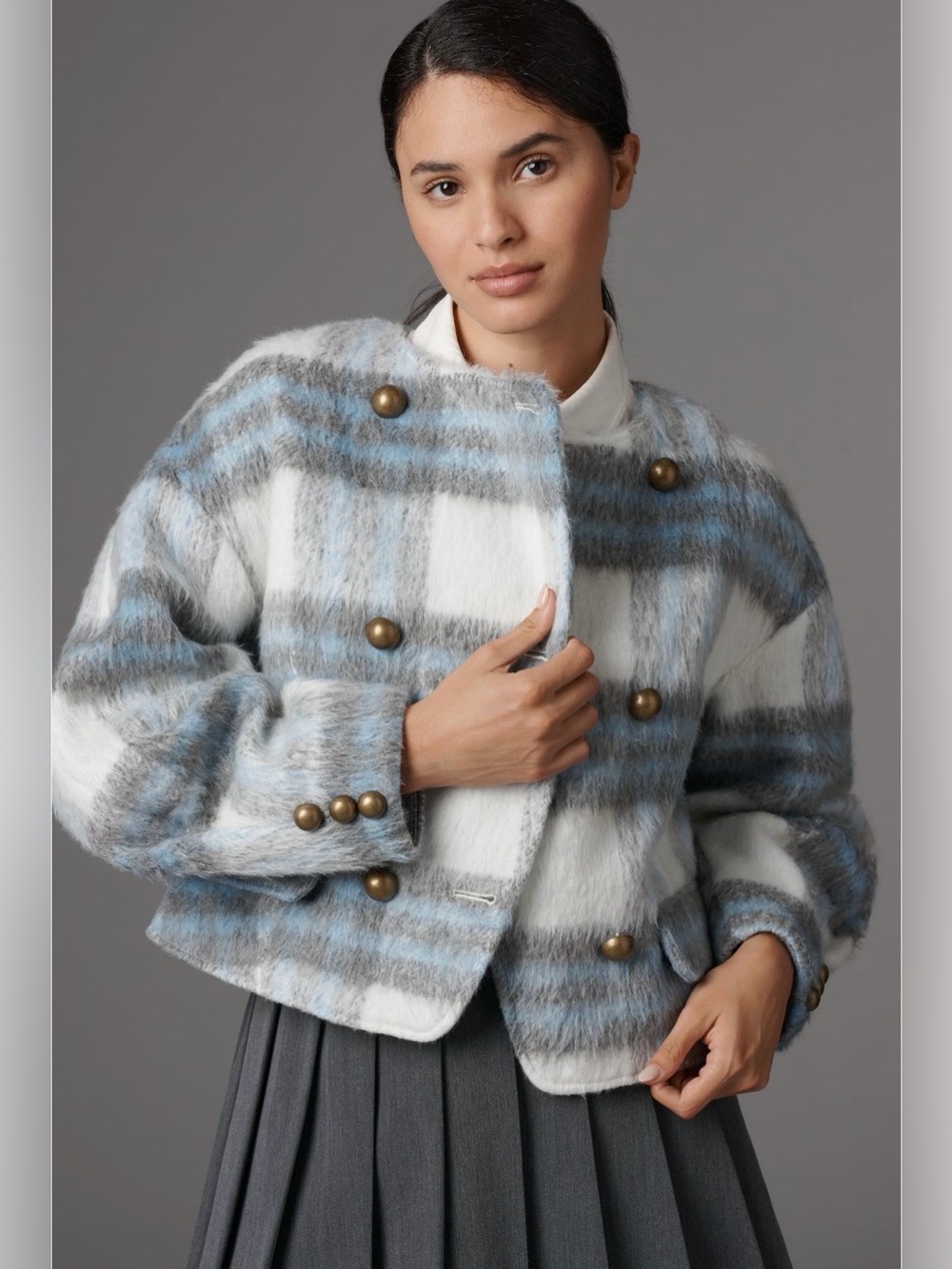 Anthropologie Maeve Plaid Wool Blend Jacket NWT!